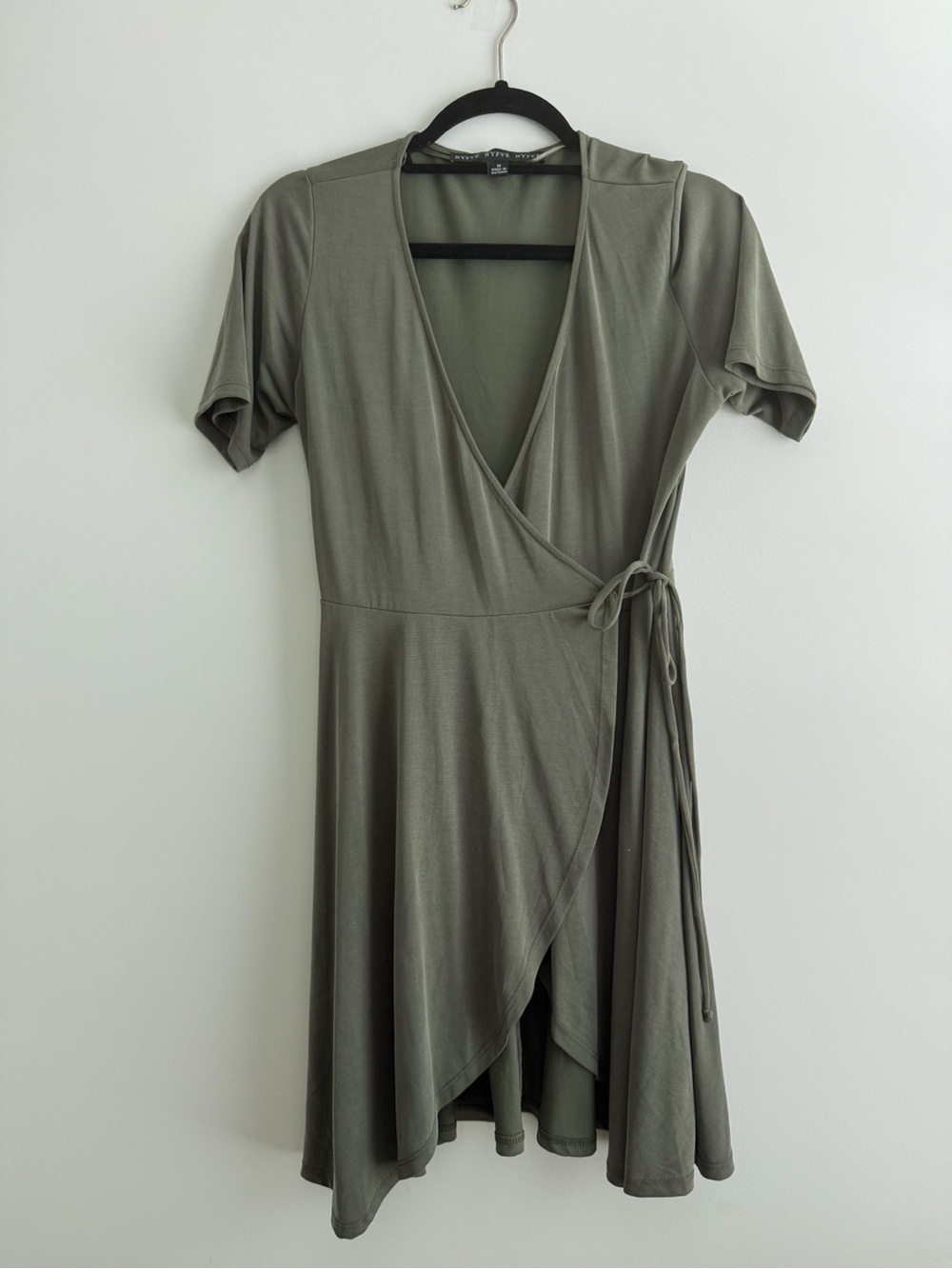 HYFVE Olive Green Short Sleeve Wrap Dress